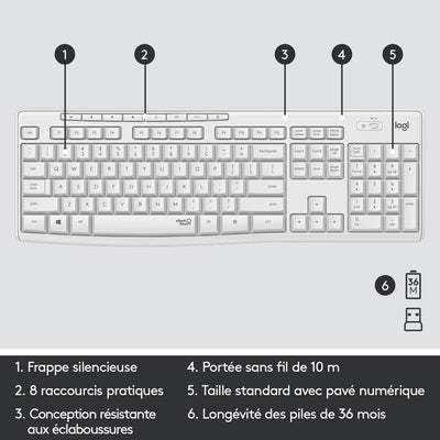 Logitech MK295 kabelloses Tastatur-Maus-Set mit SilentTouch-Technologie, Shortcut-Tasten, optischer