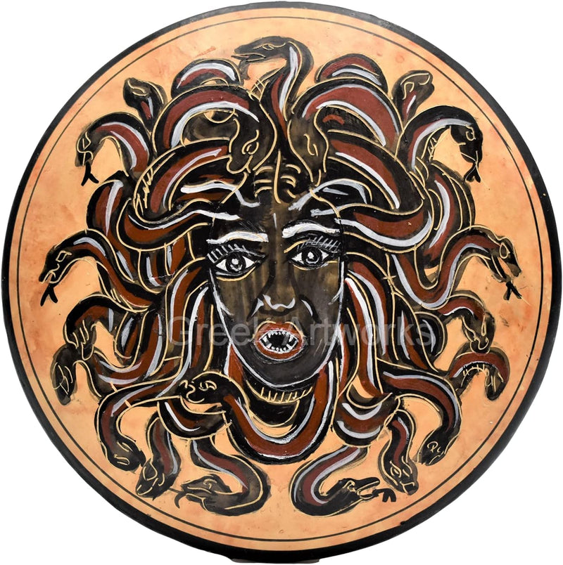 Medusa Schmuckkästchen griechisch römisch schwarz Figur Keramik 11,5 cm