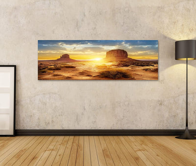 Bild auf Leinwand Sonnenuntergang Sisters Monument Valley Usa Wandbild Poster Kunstdruck Bilder Form