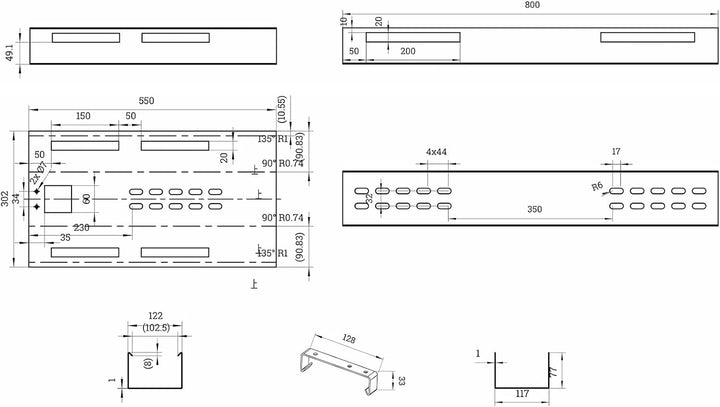 EISNHAUER® Kabelwanne Beam, extra Lange Kabelführung, flexibel verstellbar 110 bis 170 cm, Metall (S