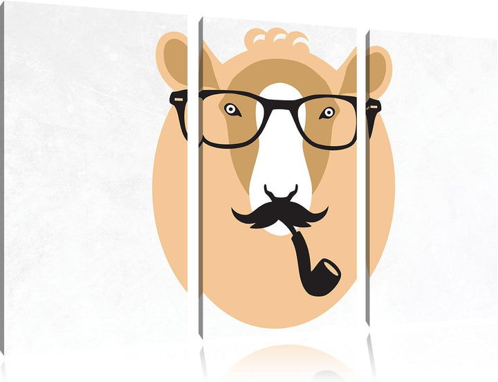 Pixxprint Hipster Schaf als Leinwandbild/Grösse: 3 Teilig (120x80) cm/Wandbild/Kunstdruck/fertig bes