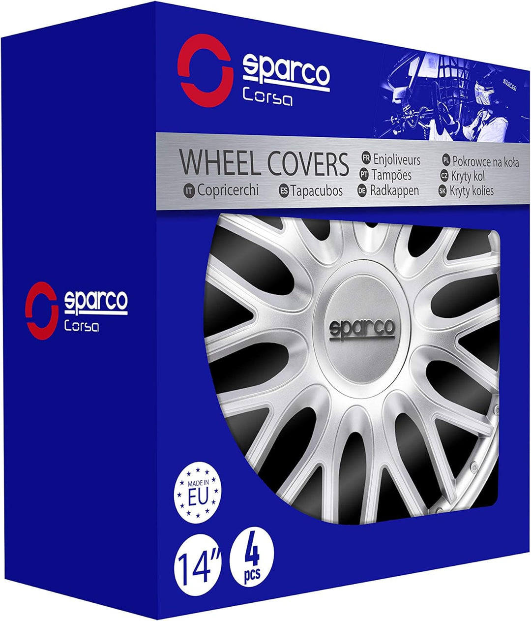 Sparco SPC1496SV Set Wheel Covers Roma 14-inch Silver ROMA 14 zoll SILBER, ROMA 14 zoll SILBER