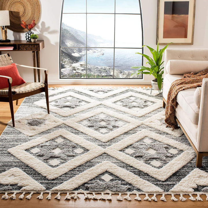 SAFAVIEH Zottelig Teppich für Wohnzimmer, Esszimmer, Schlafzimmer - Moroccan Tassel Shag Collection,