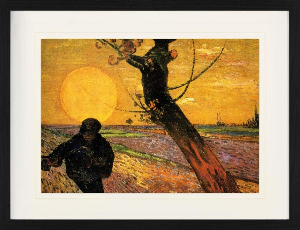 1art1 Vincent Van Gogh Poster Der Sämann Bei Sonnenuntergang Nach Millet II, 1888 Gerahmtes Bild Mit