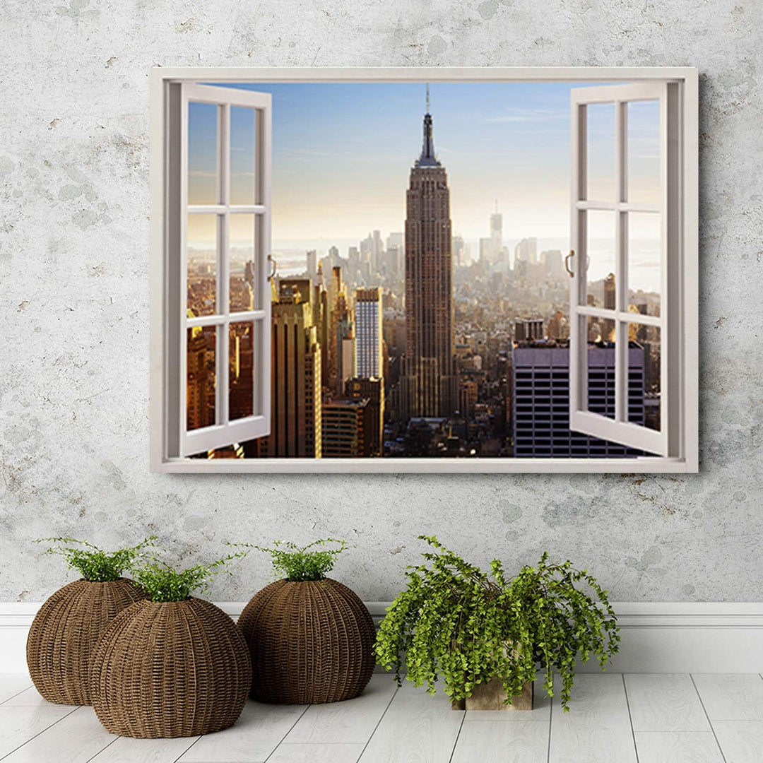 Wandbild 3D Illusion Leinwandbild Empire State Building Braun 90x60 cm Leinwandbild 90x60 cm Braun_e