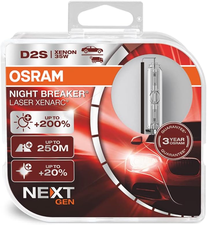 OSRAM XENARC NIGHT BREAKER LASER D2S Next Generation, +200 % mehr Helligkeit, HID Xenon-Scheinwerfer