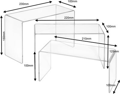 3er Set Dekobrücken aus Acrylglas/Dekopodest/U-Ständer/U-Aufsteller/Dekowinkel/Acryl/transparent