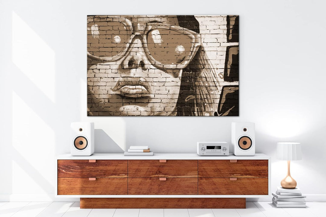 deyoli Grafiti Fau mit Sonnenbrille Format: 80x60 Effekt: Sepia als Leinwandbild, Motiv fertig gerah