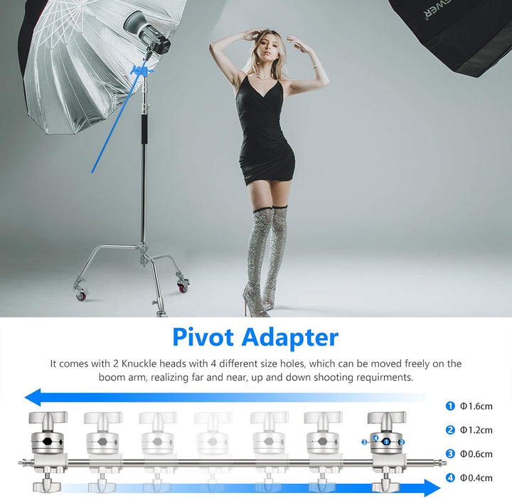 NEEWER Pro 100% Metall C Ständer Lichtständer mit Rädern, max. Höhe 330 cm Verstellbarer Reflektorst