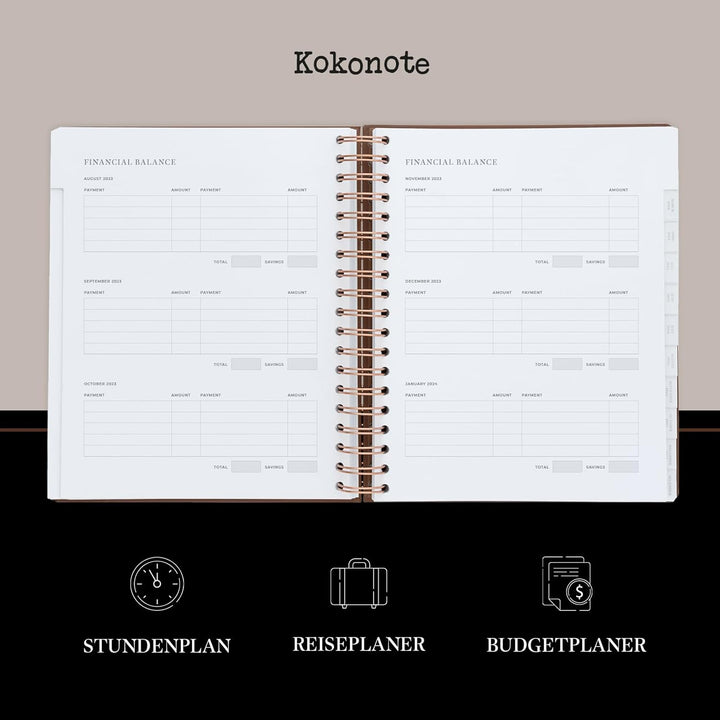 Kokonote Planer 2023 2024 - Big Size Kalender 2024 Buchkalender Brownie Flavor Studienplaner 2023/20