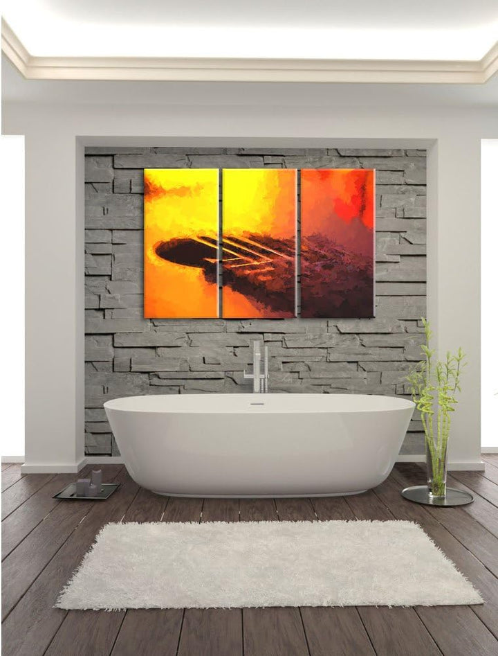 Pixxprint Gitarre als Leinwandbild/Grösse: 3 Teilig (120x80 cm) cm/Wandbild/Kunstdruck/fertig bespan