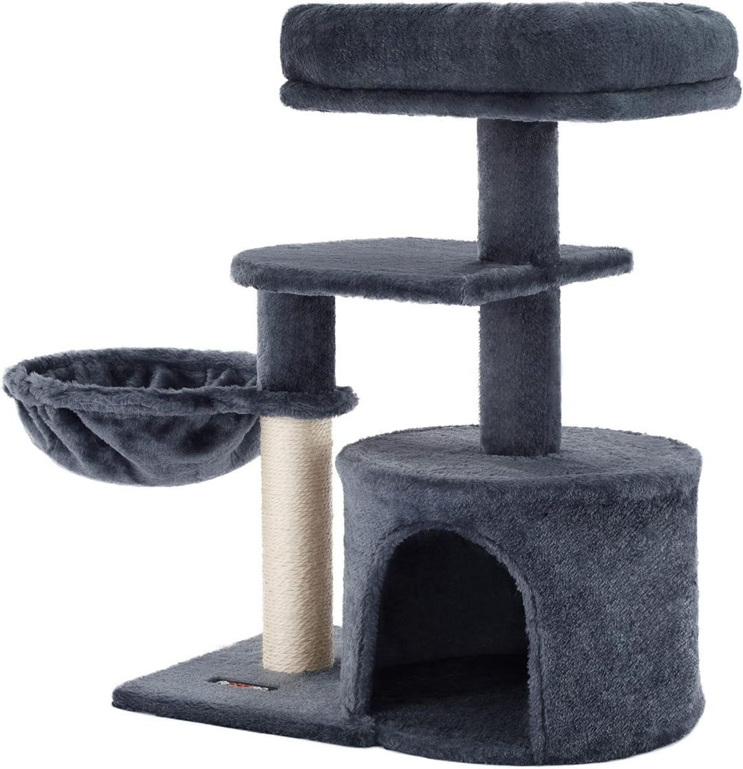 Feandrea Kratzbaum, Kleiner Katzenbaum, mehrstufig, 68 cm, rauchgrau PCT59G 53L x 33l x 68H cm Rauch