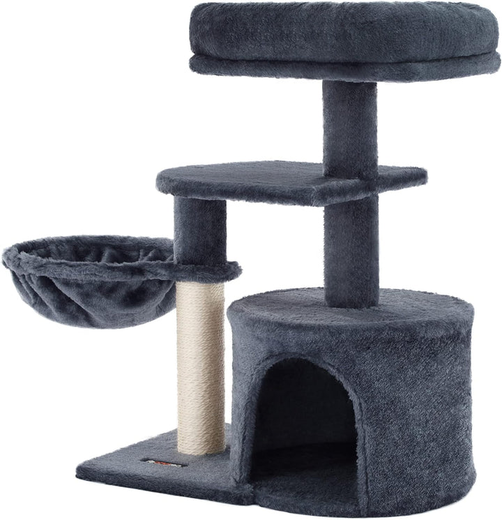Feandrea Kratzbaum, Kleiner Katzenbaum, mehrstufig, 68 cm, rauchgrau PCT59G 53L x 33l x 68H cm Rauch