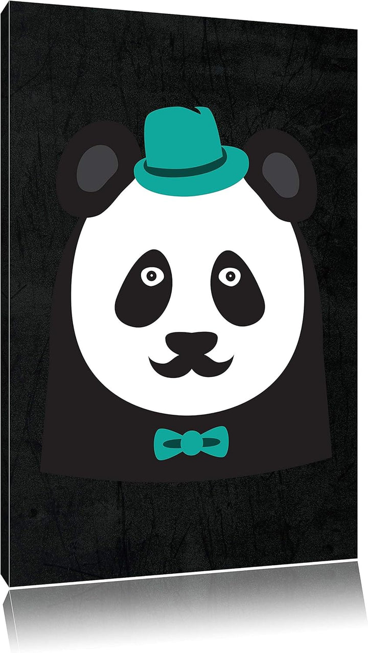 Pixxprint Hipster Panda als Leinwandbild/Grösse: 100x70 cm/Wandbild/Kunstdruck/fertig bespannt 70x10