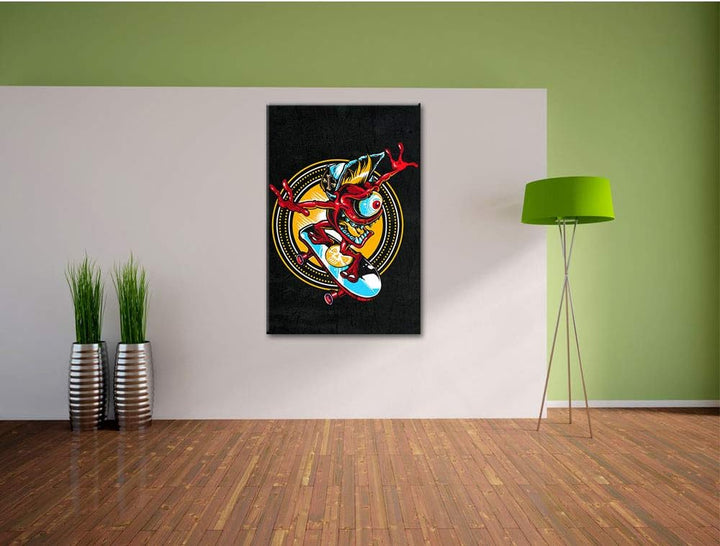 Dark Cali Skate black Leinwandbild Bild auf Leinwand, XXL riesige Bilder fertig gerahmt mit Keilrahm