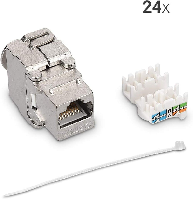 kwmobile 24x Keystone Modul für CAT 6A Kabel - 10 Gbit/s geschirmt Metall Gehäuse Schnappverschluss