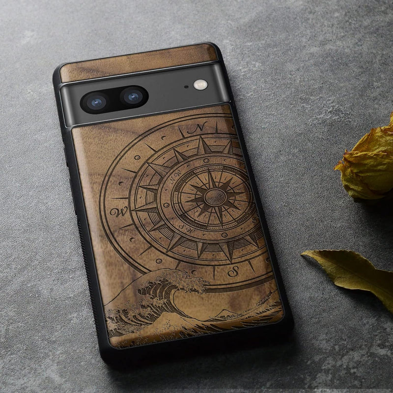 Carveit Holz Handyhülle für Google Pixel 7a Cover [Einzigartiges Design Case] Stossstange hülle Komp