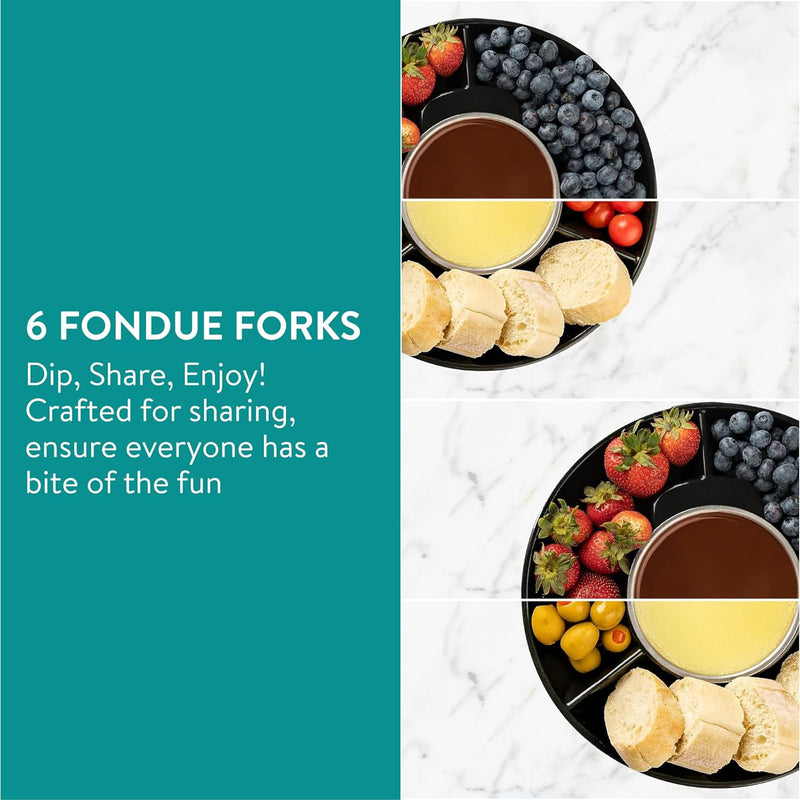 Navaris Gusseisernes Fondueset - Käsefondue Set für 6 Personen - Fondue Set für Käse Fleisch oder Sc