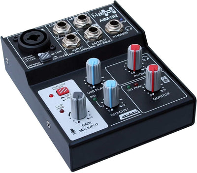 E-Lektron AIM-32 3-Kanal Streaming Audio-Mixer Mischpult inkl. USB Audio-Interface Soundkarte