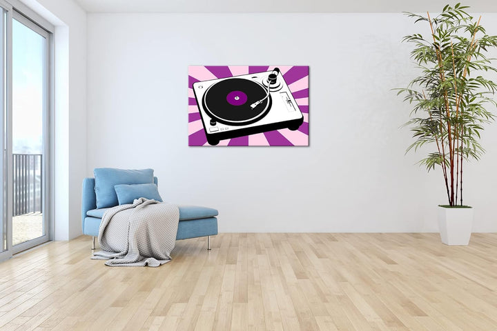 deyoli moderne Drehscheibe für Musik im Format: 80x60 als Leinwandbild, Motiv fertig gerahmt auf Ech