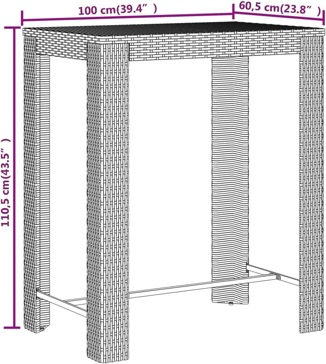 Tidyard 5-TLG. Gartenbar Set, Bartisch mit Barhocker Set, Bartisch Set Outdoor, Bar Set, Grau Poly R