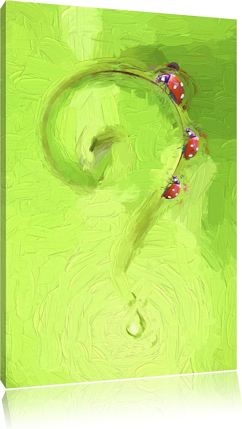 Pixxprint Marienkäfer Folgen dem Fragezeichen Kunst Pinsel Effekt, Format: 100x70 auf Leinwand, XXL