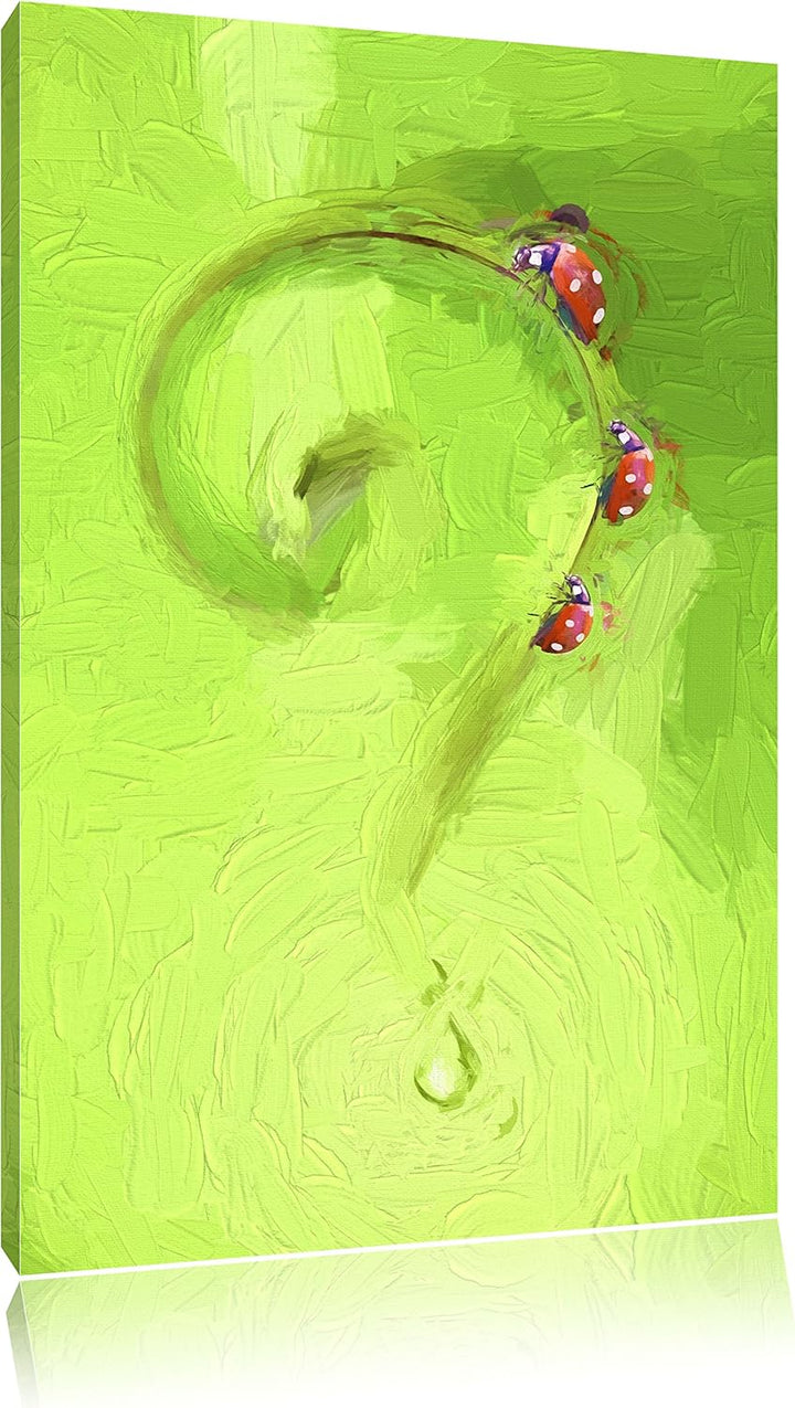 Pixxprint Marienkäfer Folgen dem Fragezeichen Kunst Pinsel Effekt, Format: 100x70 auf Leinwand, XXL