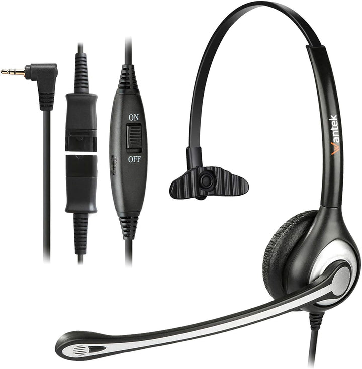 2,5mm Schnurlos Telefon Headset Mono mit Noise Cancelling Mikrofon, Quick Disconnect, WANTEK Festnet