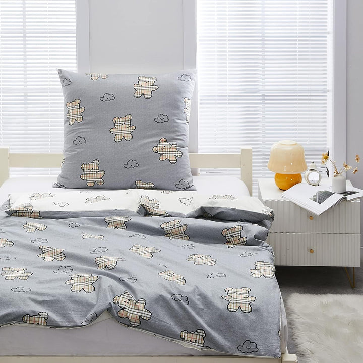 YEPINS Kinderbettwäsche 135x200 Bettwäsche 100% Baumwolle Wendebettwäsche 2teilig Kinder Bettwäsche