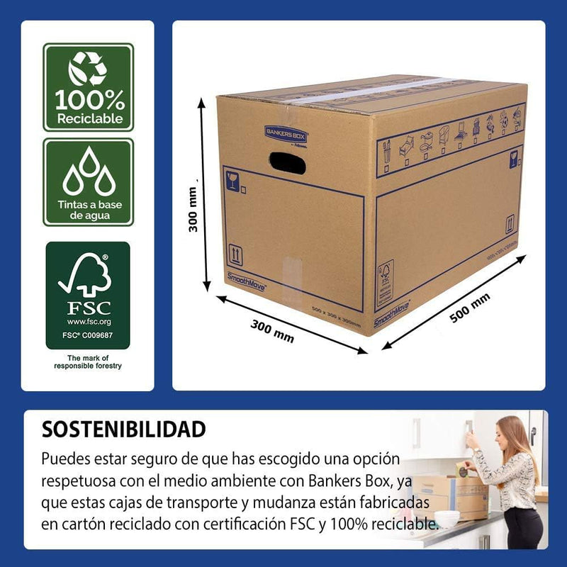 Packung mit 10 Kartons mit Griffen für Umzug, Aufbewahrung und Transport, sehr robust, 50 x 30 x 30