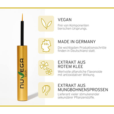 Nuvega Lash – Veganes Wimpernserum & Augenbrauenserum für lange Wimpern in nur 4-6 Wochen I Lash Ser