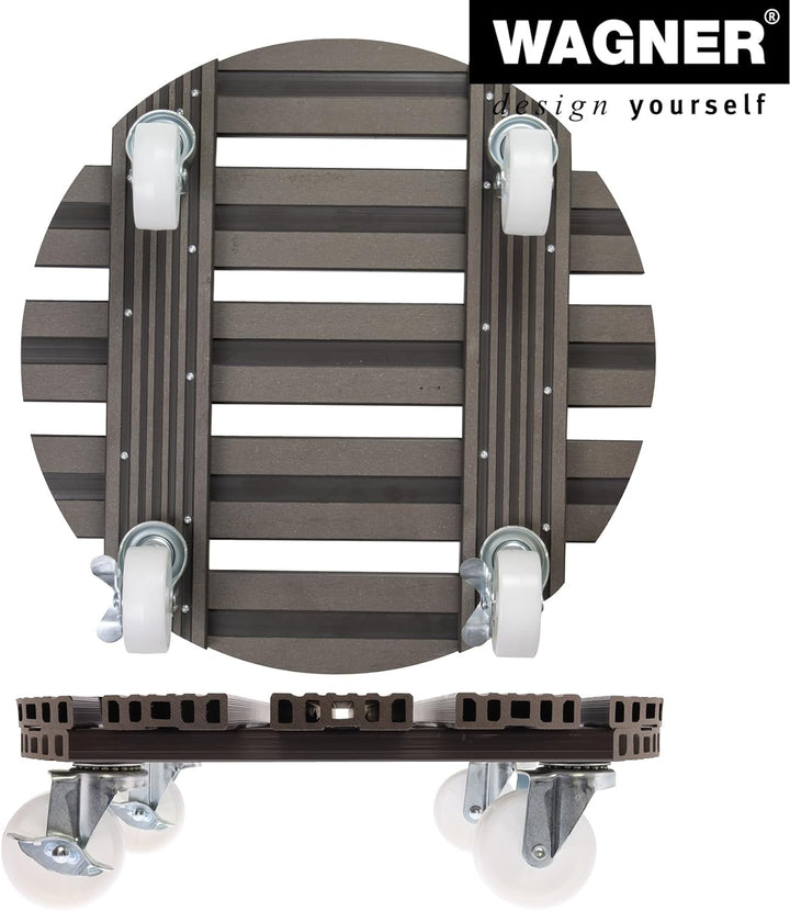 Wagner Pflanzenroller WPC Ø 38,5 x 11 cm I Blumenroller für Aussenbereich + Innenbereich I Kübelroll