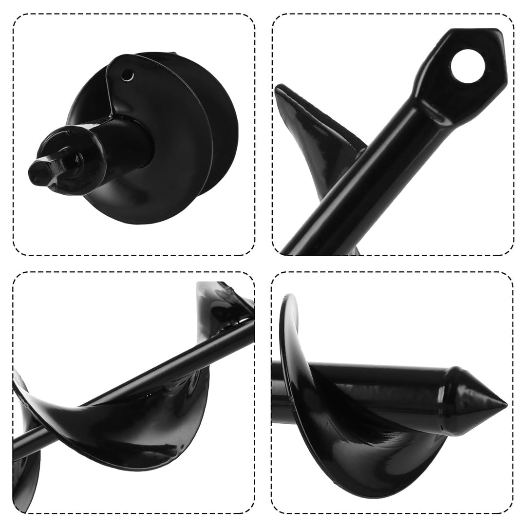 FWEEK 4 Stück Gartenbohrer Erdbohrer für Bohrmaschine, Schwarzer Schnecken Spiralbohrer, Pflanzbohre