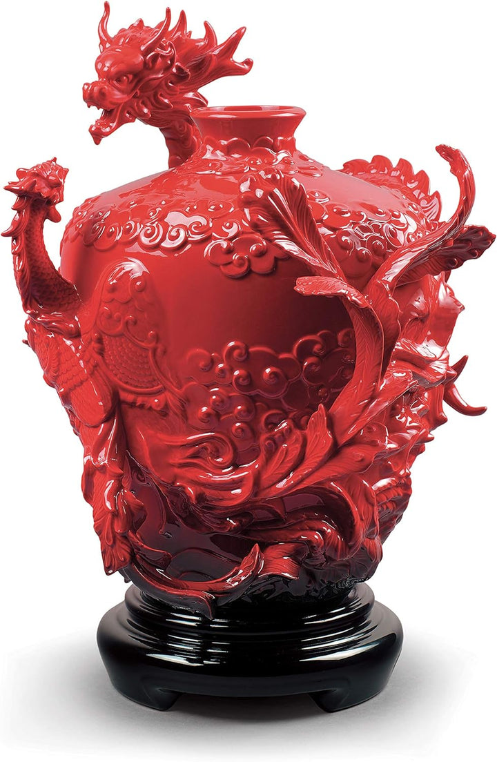 LLADRÓ Drachen Phönix Vase. Vase. Porzellan.