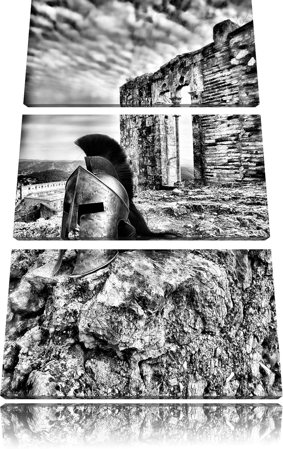 Pixxprint Römerhelm als Leinwandbild | Grösse: 3 Teilig (120x80) | Wandbild| Kunstdruck | fertig bes