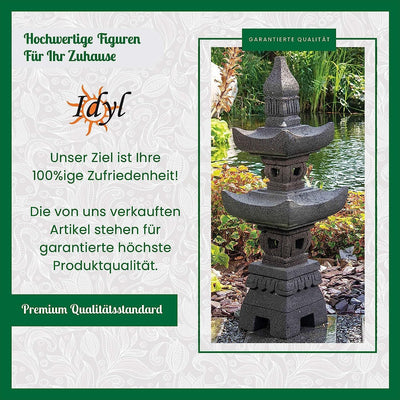 IDYL Stein-Laterne Lampe Yukimi aus Lavastein | frostfest |Höhe 50 cm | massives Naturprodukt | Deko