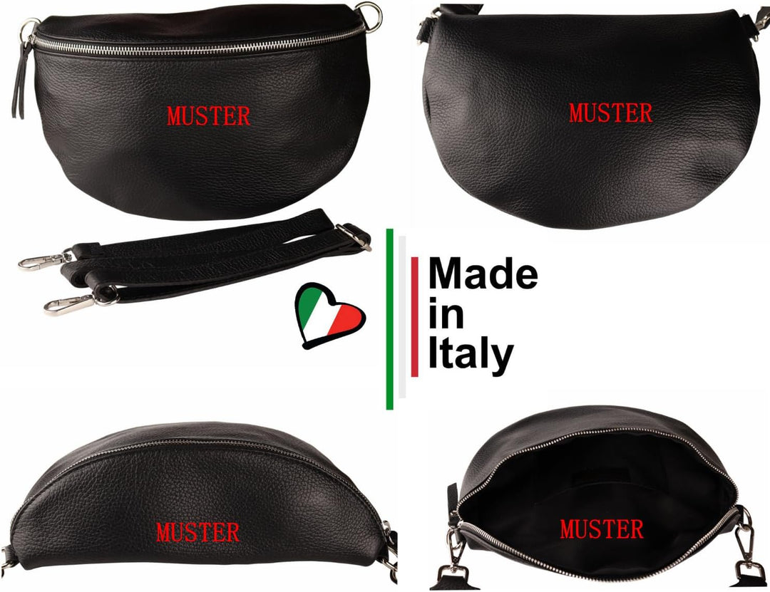 MIRROSI® Bauchtasche Damen, Echtleder, Made in Italy, Umhängetasche, Brusttasche, Crossbody Bag (1 T