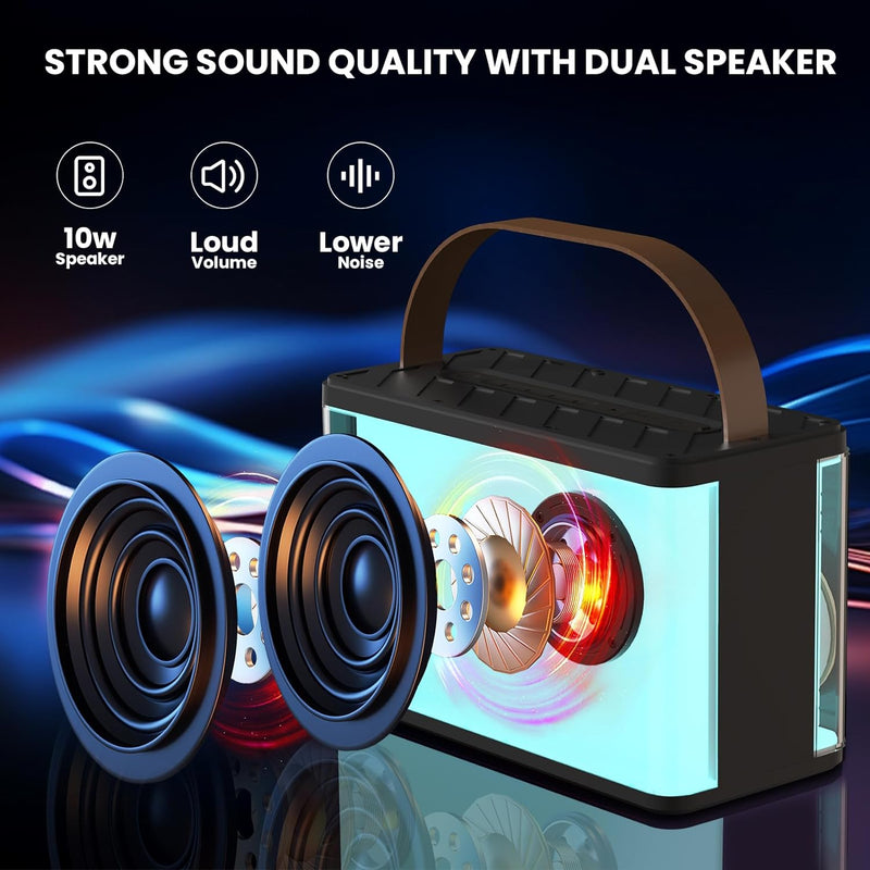 BONAOK Tragbare Karaoke-Maschine, Erwachsene Karaoke Mikrofon mit Box Bluetooth Lautsprech mit 2 Mik