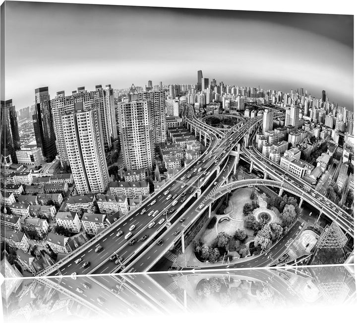 Pixxprint Blick auf Autobahn als Leinwandbild/Grösse: 100x70 / Wandbild/Kunstdruck/fertig bespannt,