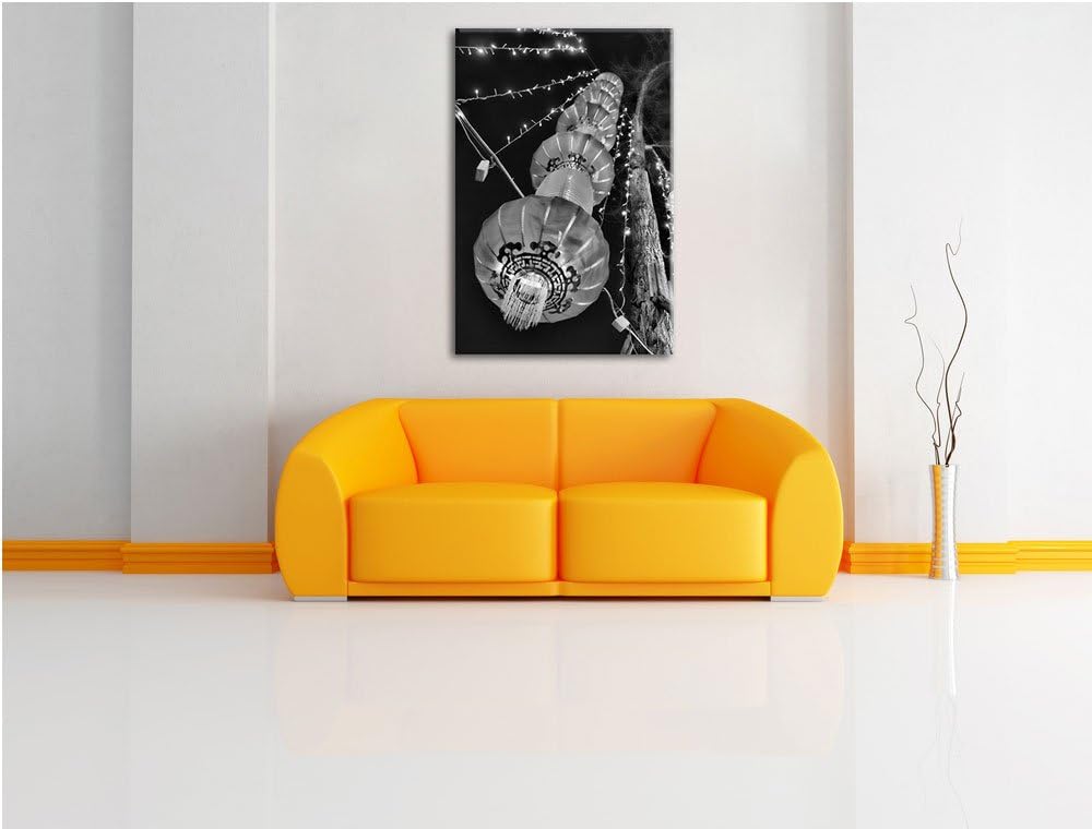 Pixxprint Monocrome, traditionelle chinesische Lampions, Format: 100x70 auf Leinwand, 100x70