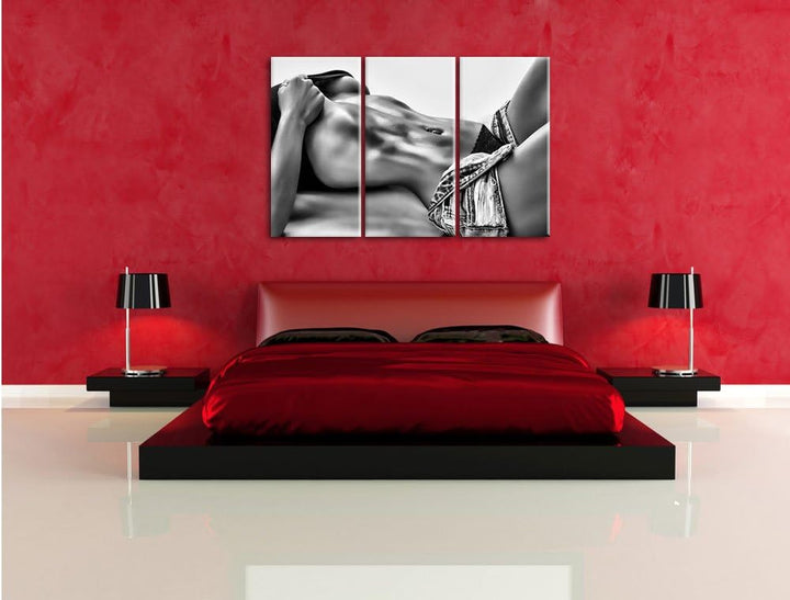 Pixxprint Sexy Frau mit schönem Körper als Leinwandbild/Grösse: 3 Teilig (120x80 cm) cm/Wandbild/Kun