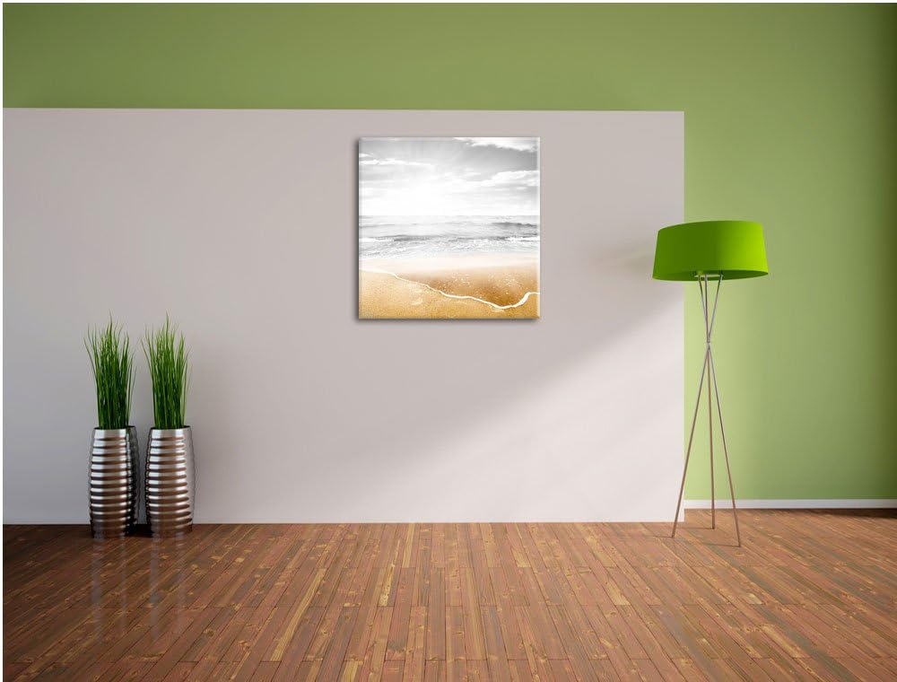 Pixxprint Wellen am Traumstrand als Leinwandbild/Grösse: 70x70 cm/Wandbild/Kunstdruck/fertig bespann