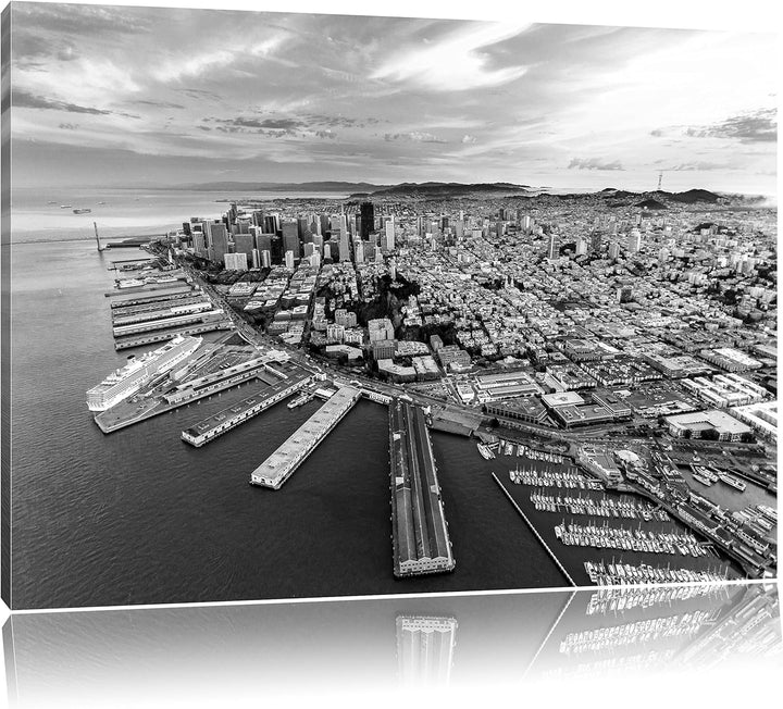 Pixxprint San Francisco B&W als Leinwandbild/Grösse: 100x70 / Wandbild/Kunstdruck/fertig bespannt, 1