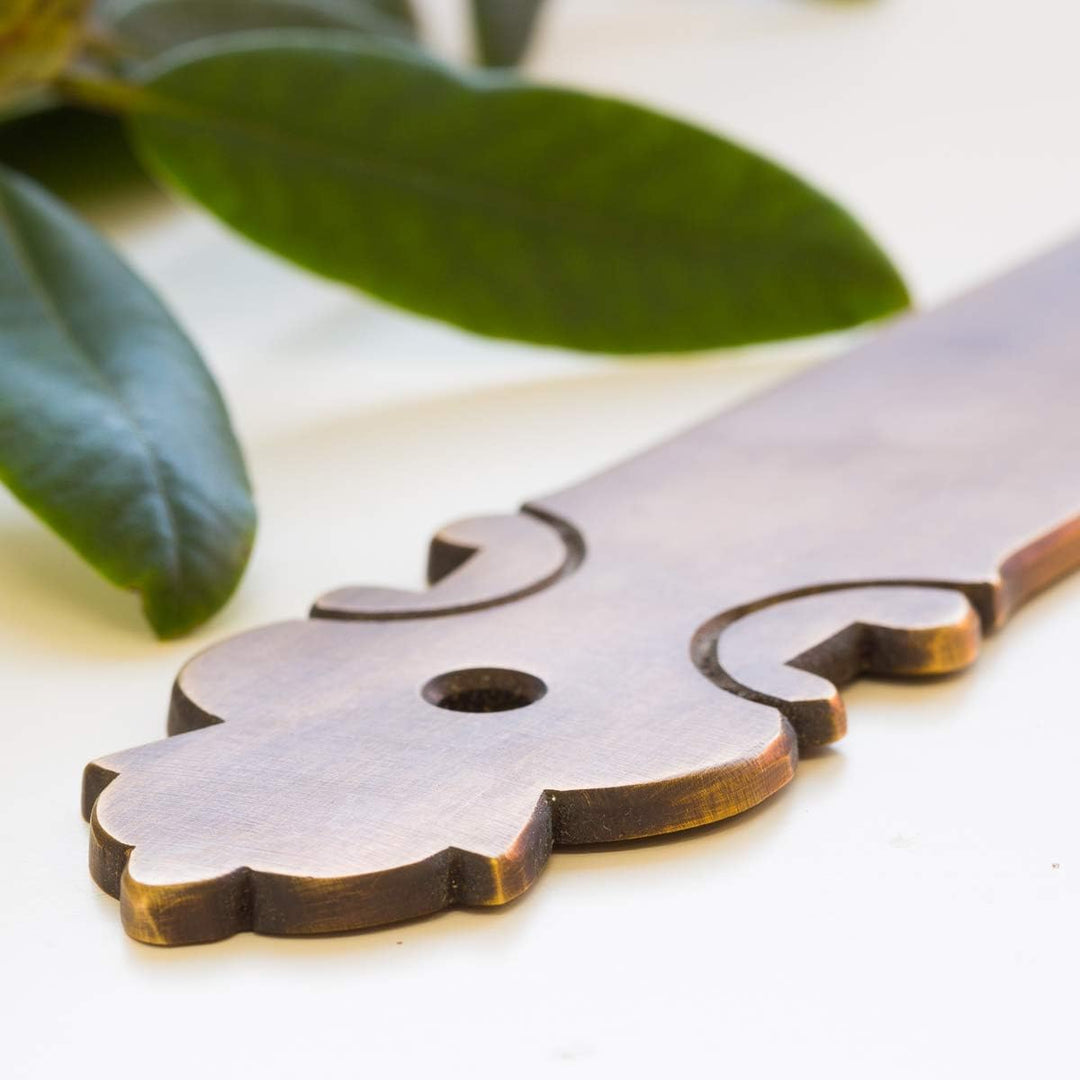 Antikas - Langschild ohne Schlüsselloch,Türbeschlag "Kotten" aus brüniertem Messing