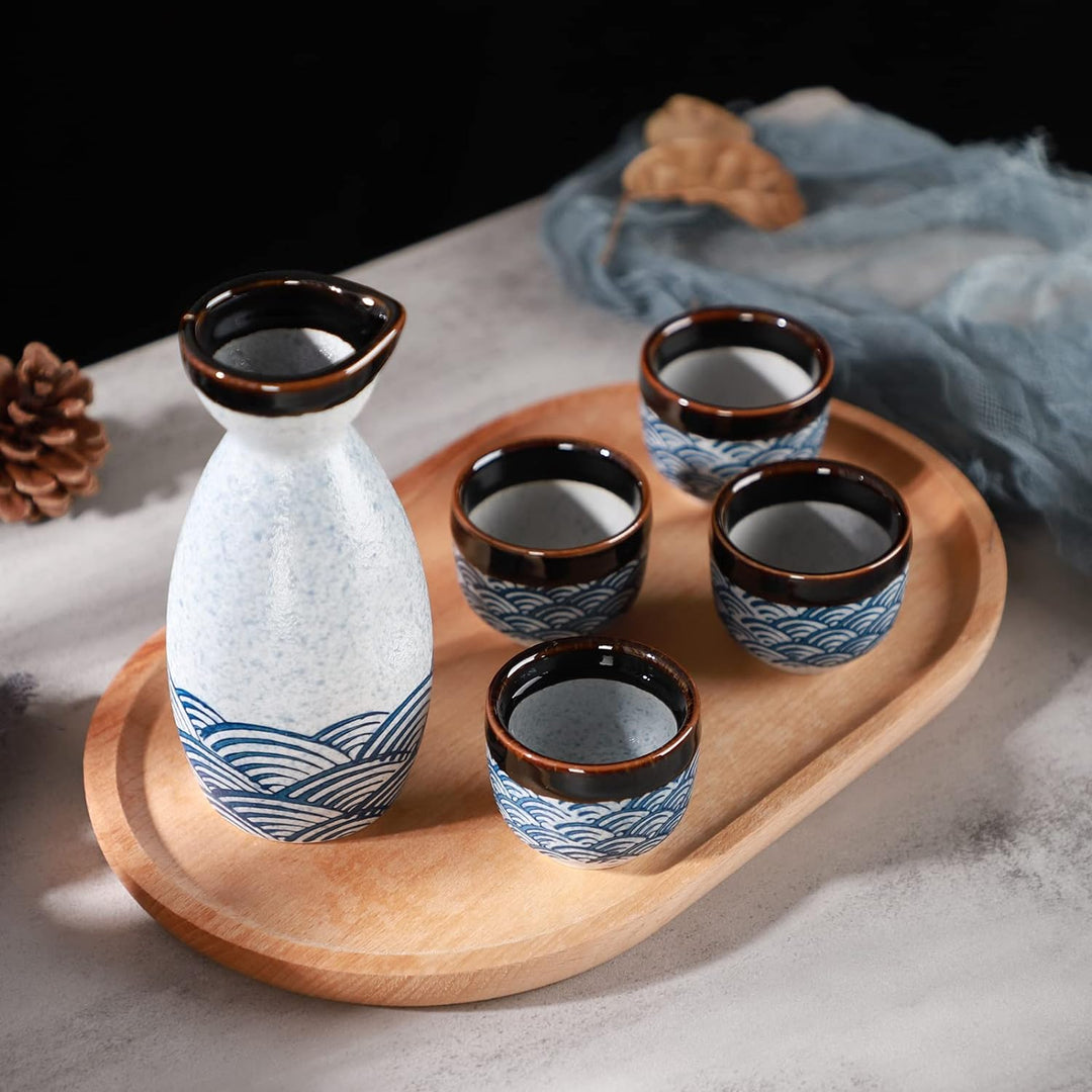 Japanischer Liquor Sake Set mit Sake Becher Wein Topf Porzellon Sake Satz für Wärmeren (1 Sake-Topf