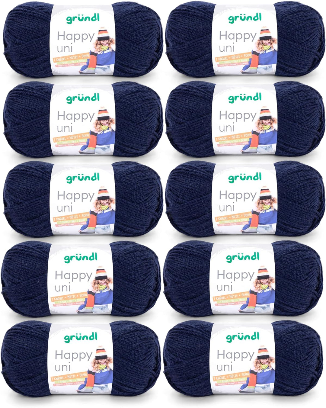 Gründl Happy uni (Strick- und Häkelgarn mit wollartigem Charakter aus 100 % Polyacryl, Anti-Pilling,