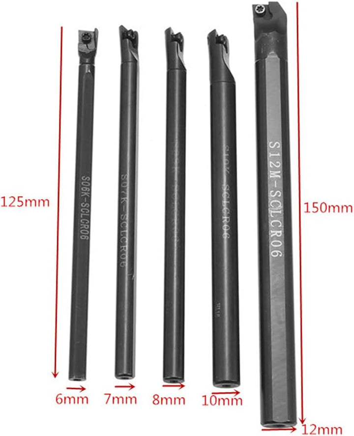 Maizoon CNC-Werkzeughalter CLCR 6/7/8/10/12 mm Drehmaschinen-Bohrstangen-Set + 10 Stück CCMT0602 Har