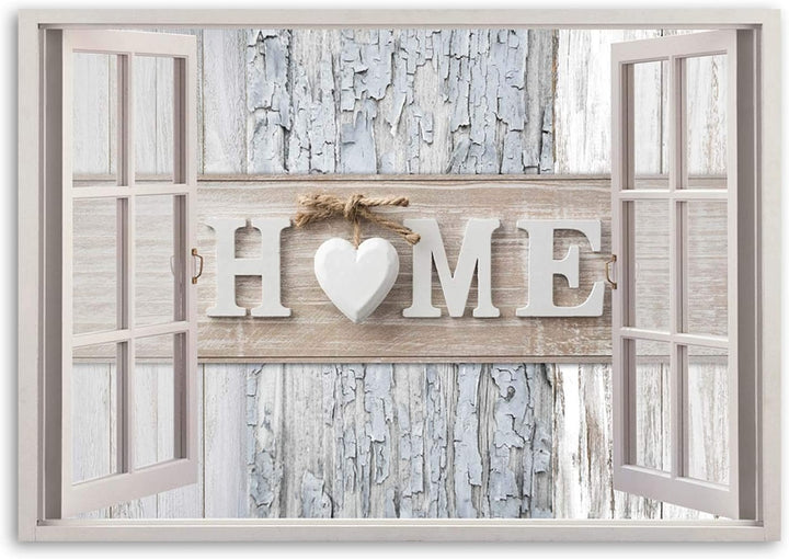 Feeby Viles - Leinwand Bilder - Fensterblick Natur- 90x60 cm- Deko Wohnzimmer - Wandbilder Schlafzim