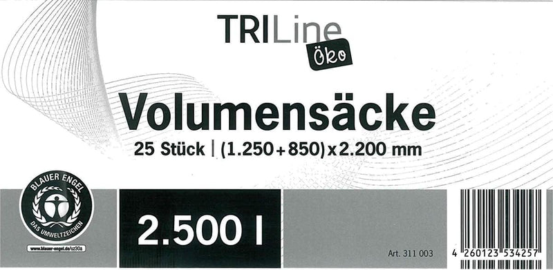 inapa Müllsack/Abfallsack Triline Öko: 2500l, transparent, breit – ✓extra reissfest ✓extra lang ✓100