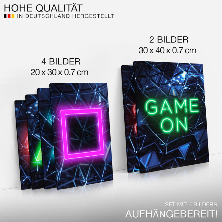 Novart Bilder Set - AUFHÄNGFERTIG - KEIN EXTRA RAHMEN BENÖTIGT - Spielkonsole Game Modern Gamer - Ki